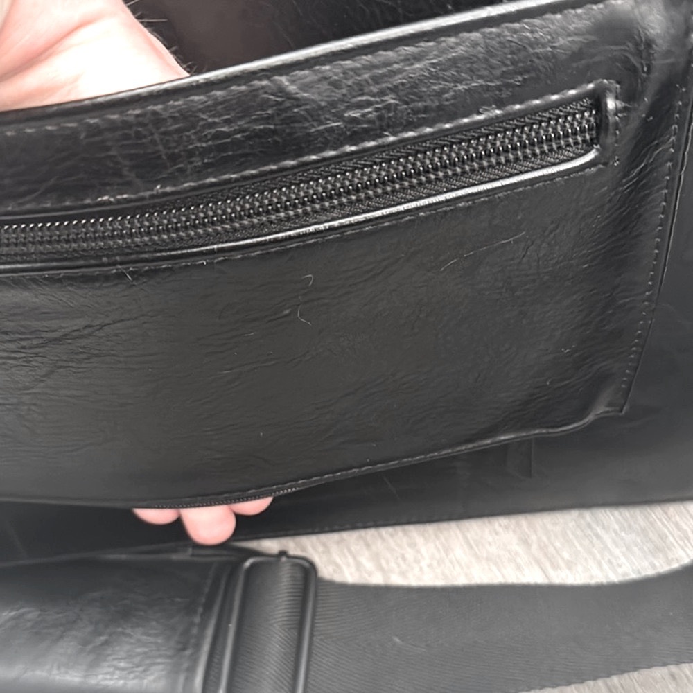 BEIS Vegan Leather Black Structured Work Tote w/Handles & Crossbody Strap - Picture 8 of 16